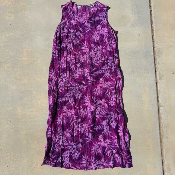 Amanda Smith Dresses & Skirts - Amanda Smith II Vintage 100% Silk Purple Floral Sleeveless Maxi Dress Sz 1X